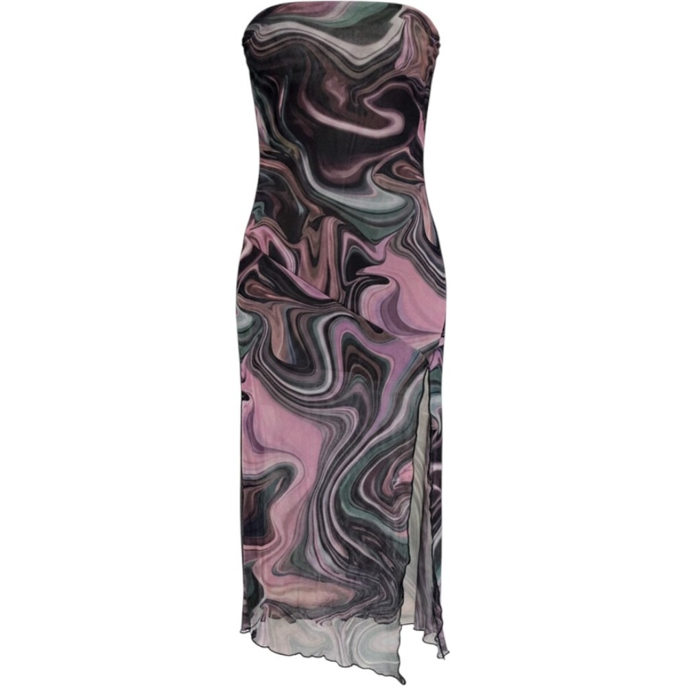 Caution To The Wind Strapless Marble Mesh Dress Womens Medium Stretch Whimsigoth